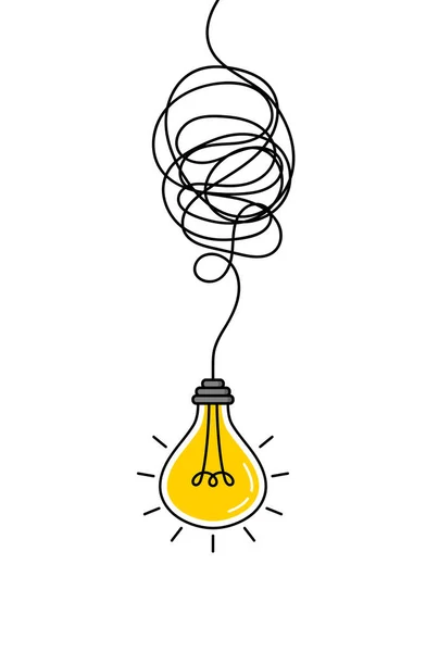 Hanging Light Bulbs Glowing White Background Concept Idea — Stock Vector