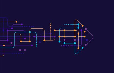 Soyut ok yönü. Teknoloji geçmişi. Yüksek hız. Yüksek teknoloji.