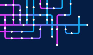 Circuit connect lines and dots. Network technology and Connection concept. Decentralized network nodes connections