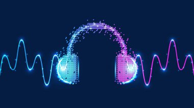 Headphone icon with wave cord clipart
