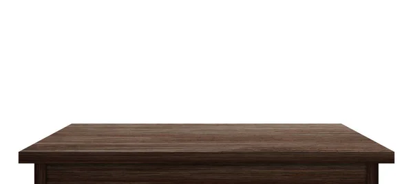 Holztischplatte Isoliert Auf Weißem Hintergrund Zur Anzeige Oder Montage Ihrer — Stockfoto