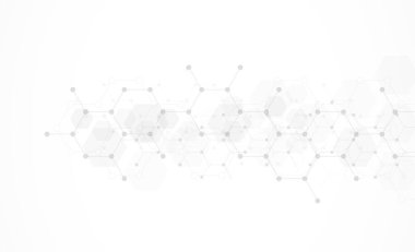 Soyut altıgen arkaplan. Moleküler yapı ve genetik mühendisliği. Yenilik teknolojisi. Tasarım, sağlık, bilim ve tıp geçmişi için kullanılır.