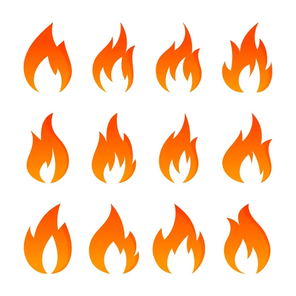 Icône Flamme Feu Isolé Sur Fond Blanc — Image vectorielle