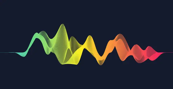 Πολύχρωμο Δυναμικό Κύμα Μουσική Αφηρημένο Φόντο Σχέδιο Αφίσας Μουσικού Κύματος — Διανυσματικό Αρχείο