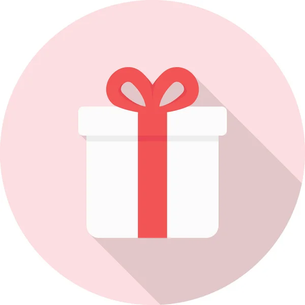 Icône Boîte Cadeau Avec Ombre Longue Sur Fond Rose Style — Image vectorielle