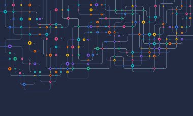 Circuit connect lines and dots. Network technology and Connection concept. Decentralized network nodes connections