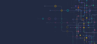 Circuit connect lines and dots. Network technology and Connection concept. Decentralized network nodes connections