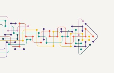 Soyut ok yönü. Teknoloji geçmişi. Yüksek hız. Yüksek teknoloji.