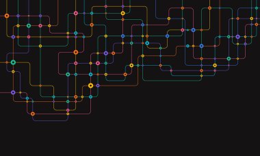 Devre çizgileri ve noktaları birleştir. Ağ teknolojisi ve Bağlantı kavramı. Yerel ağ düğümleri bağlantıları