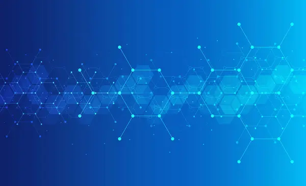 Gri arkaplanda altıgen deseni var. Genetik araştırma, moleküler yapı. Kimya mühendisliği. Yenilik teknolojisi kavramı. Tasarım, sağlık, bilim ve tıp geçmişi için kullanılır.