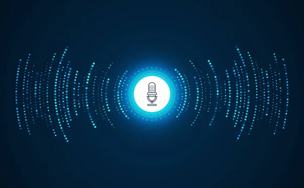 Podcast konsepti. Ses kayıt dalgalı mikrofon. Gelecek teknolojisi