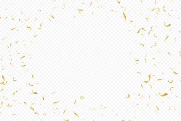 Şeffaf bir arkaplanda parıldayan konfeti. Altın konfeti