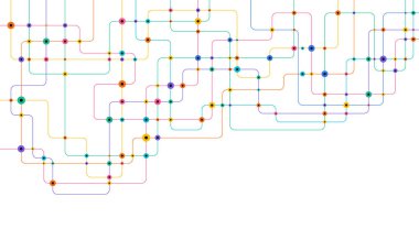 Devre çizgileri ve noktaları birleştir. Ağ teknolojisi ve Bağlantı kavramı. Yerel ağ düğümleri bağlantıları