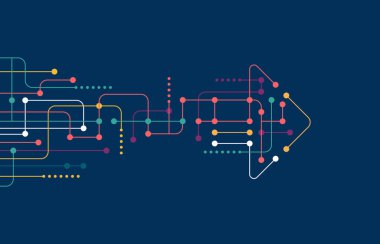 Soyut ok yönü. Teknoloji geçmişi. Yüksek hız. Yüksek teknoloji.