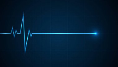 Acil durum ekokardiyografi. Mavi parıldayan neon kalp atışı. Kalp atışı. Elektrokardiyogram