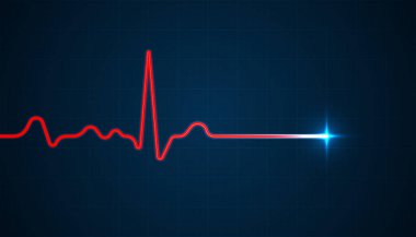 Mavi arka planda kalp atışı elektrokardiyogram ritmi