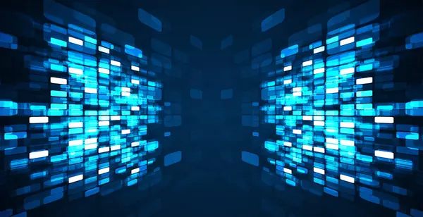 Цифрові Технології Фону Цифрові Дані Квадратний Синій Візерунок Піксельний Фон — стоковий вектор