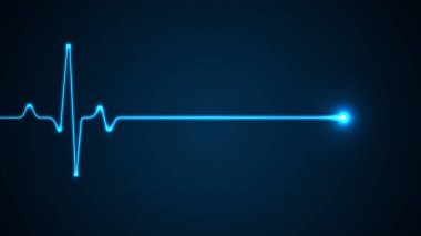 Acil durum ekokardiyografi. Mavi parıldayan neon kalp atışı. Kalp atışı. Elektrokardiyogram