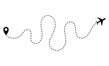 Beyaz arkaplanda uçak hattı yolu simgesi izole edildi