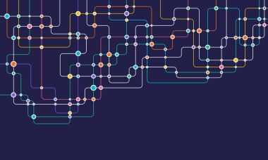 Devre çizgileri ve noktaları birleştir. Ağ teknolojisi ve Bağlantı kavramı. Yerel ağ düğümleri bağlantıları