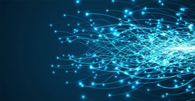 Ai teknolojisi. Yapay zeka kavramı. Mavi ve noktalı çizgiler. Dijital, iletişim, bilim, ağlar