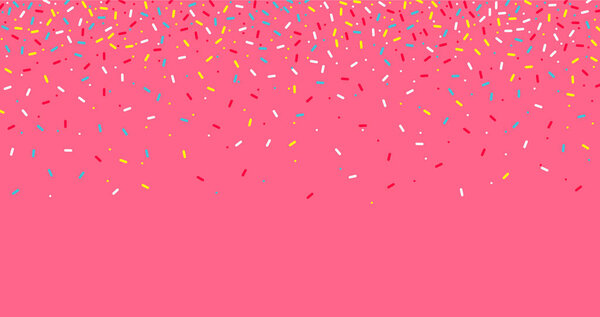Colorful sprinkles banner background, colorful falling decorative sprinkles background