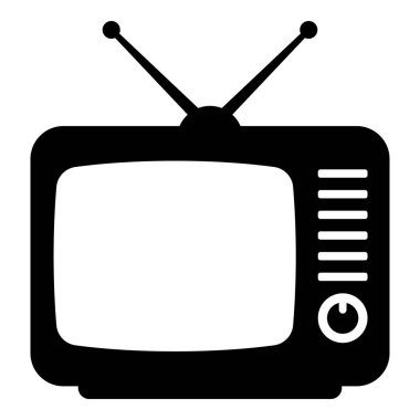 Televizyon ikonu. Beyaz arkaplanda televizyon sembolü izole edildi