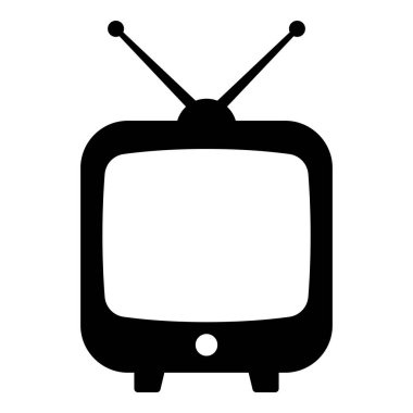 Televizyon ikonu. Beyaz arkaplanda televizyon sembolü izole edildi