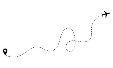 Beyaz arkaplanda uçak hattı yolu simgesi izole edildi