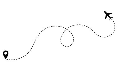 Beyaz arkaplanda uçak hattı yolu simgesi izole edildi