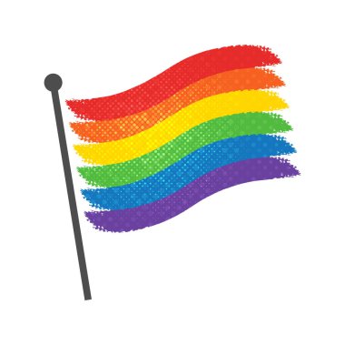 Beyaz arkaplanda izole edilmiş fırça darbeleriyle boyanmış LGBT bayrağı