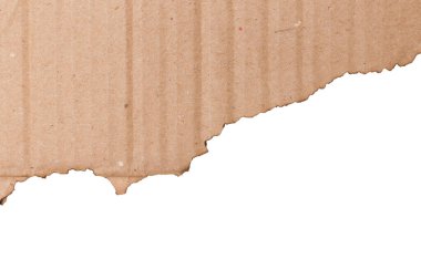 Kahverengi kağıdın yarısı beyaz arkaplanda.