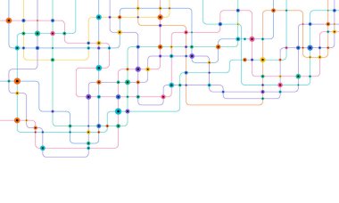 Devre çizgileri ve noktaları birleştir. Ağ teknolojisi ve Bağlantı kavramı. Yerel ağ düğümleri bağlantıları