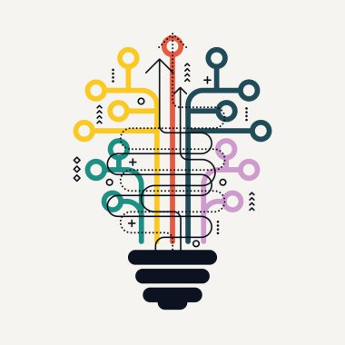 İçinde devre kartı olan ampul fikri simgesi. İş fikri kavramı