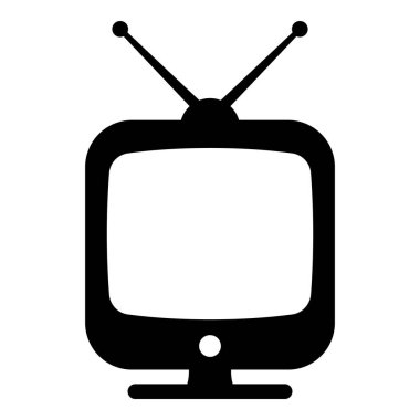 Televizyon ikonu. Beyaz arkaplanda televizyon sembolü izole edildi