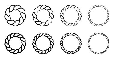 Beyaz arkaplanda yuvarlak ip seti