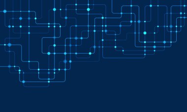 Circuit connect lines and dots. Network technology and Connection concept. Decentralized network nodes connections