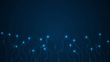 Devre kartı. Anakart. Mavi teknoloji arkaplanı.