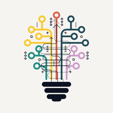 İçinde devre kartı olan ampul fikri simgesi. İş fikri kavramı