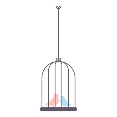 Kafesteki kuş beyaz arkaplanda izole