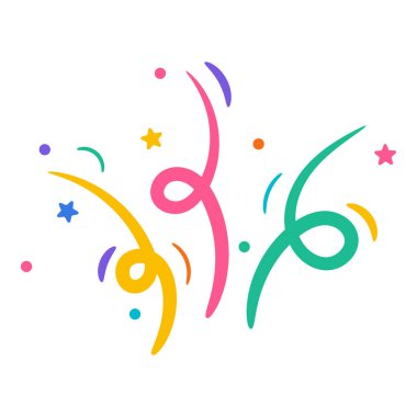 Konfeti. Beyaz arkaplanda izole edilmiş renkli kağıt ruloları