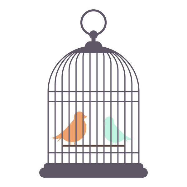 Bird in cage icon isolated on white background