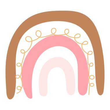Beyaz arkaplanda Boho tarzı gökkuşağı izole