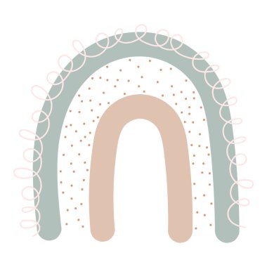Beyaz arkaplanda Boho tarzı gökkuşağı izole