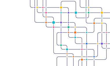 Devre çizgileri ve noktaları birleştir. Ağ teknolojisi ve Bağlantı kavramı. Yerel ağ düğümleri bağlantıları