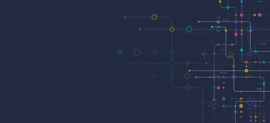 Devre çizgileri ve noktaları birleştir. Ağ teknolojisi ve Bağlantı kavramı. Yerel ağ düğümleri bağlantıları
