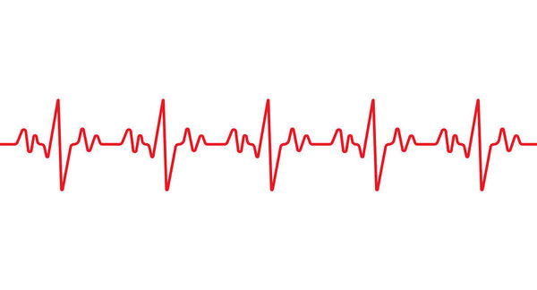 Red pulse line isolated on white background