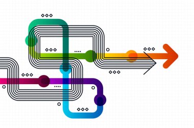 Soyut ok yönü. İş yatırımından başarıya. finansal veri grafiği stratejisi. Teknoloji geçmişi. Yüksek hız.