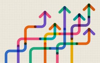 Soyut ok yönü. İş yatırımından başarıya. finansal veri grafiği stratejisi. Teknoloji geçmişi. Yüksek hız.