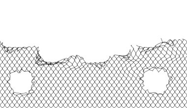 Kırık metal örgü beyaz arkaplanda